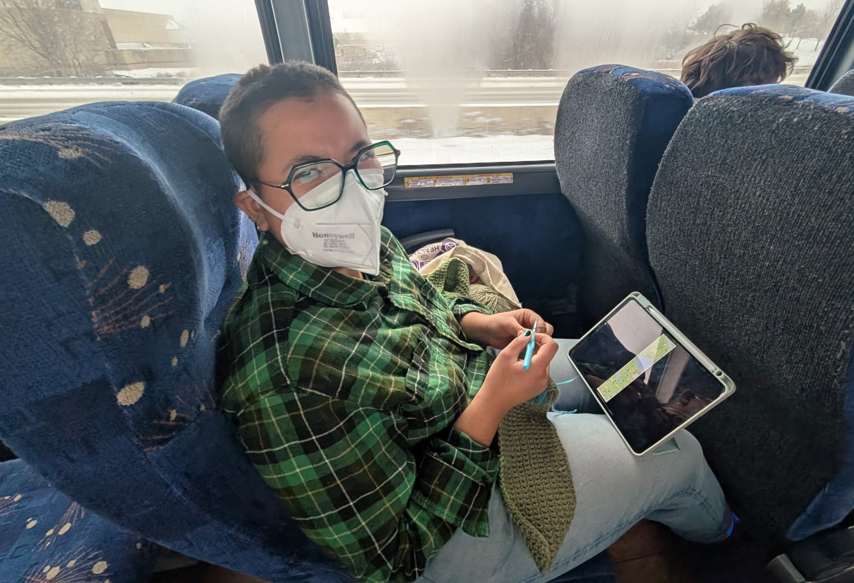 Crocheting on the bus