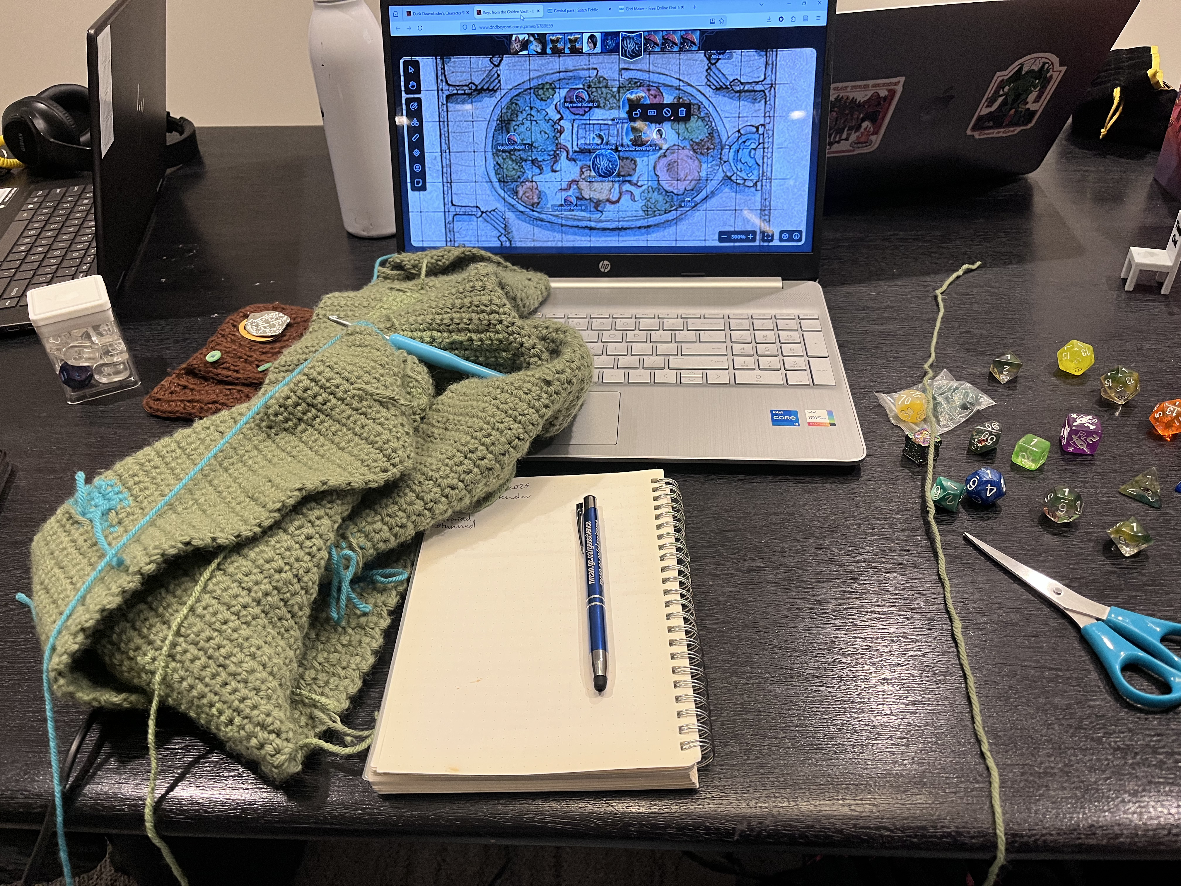 Crocheting at Dungeons and Dragons